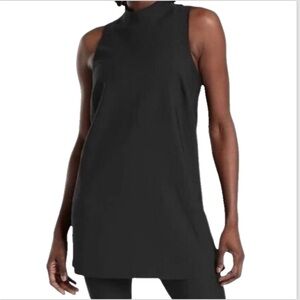 Athleta Interstellar Bike Tunic Black SP Sleeveless High Neck Zip Back Stretch